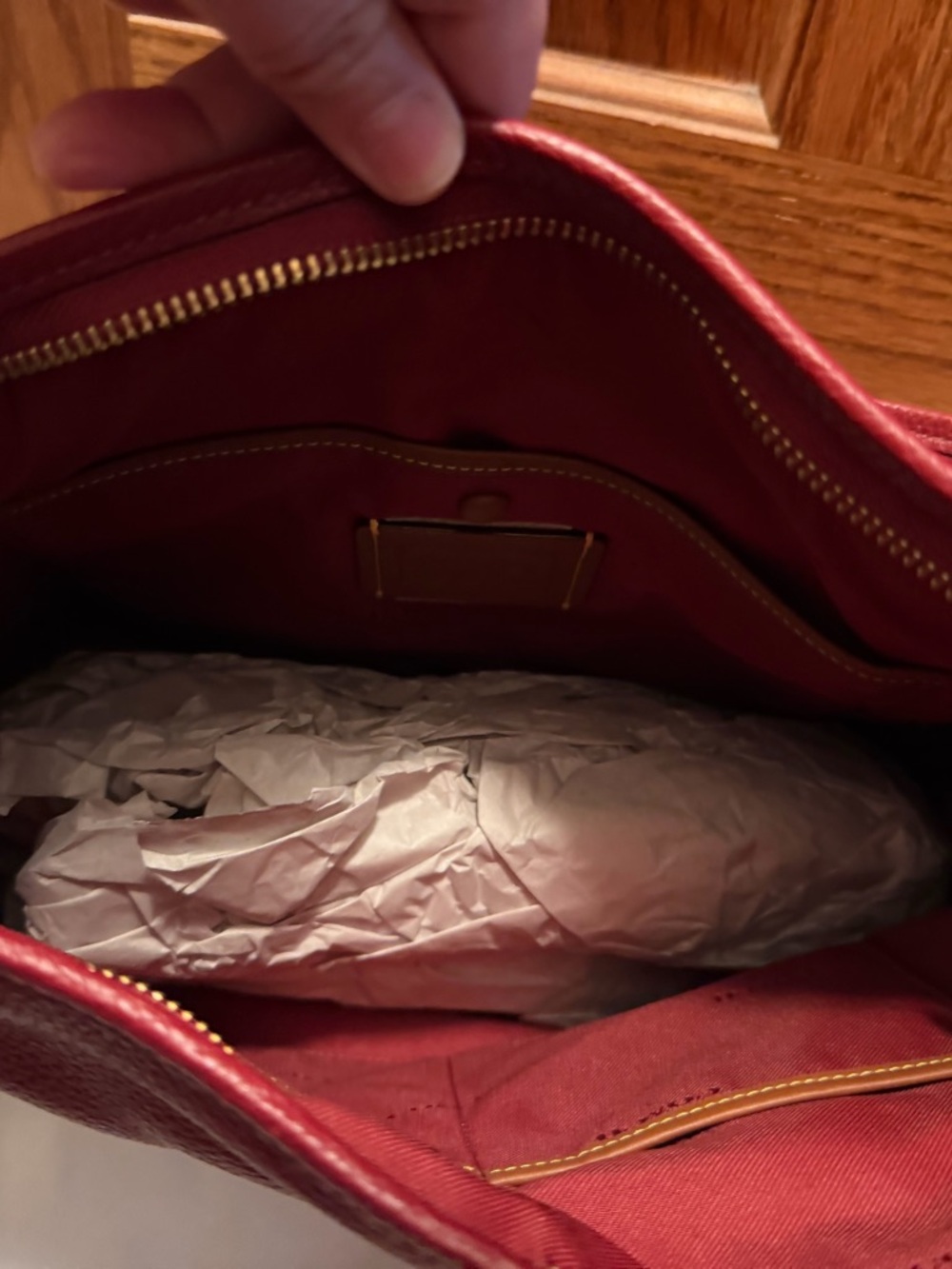 Coach Red Cary Pebbled Leather Shoulder Bag with Gold Hardware - Picture 2 of 3